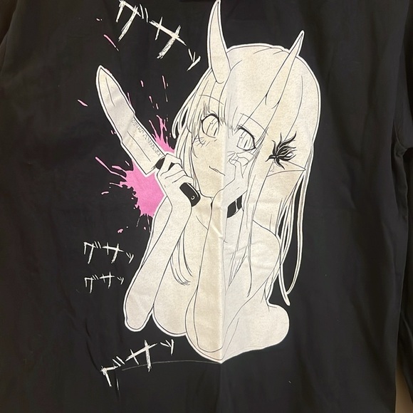 Spencer's Tops - Spencer’s Lewd Complex Graphic Screen Long Sleeve T-Shirt Black Size Medium NWT